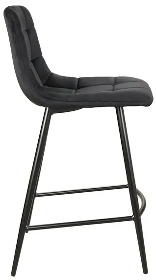 Scaun de bar MILA VELVET negru cu picioare negre