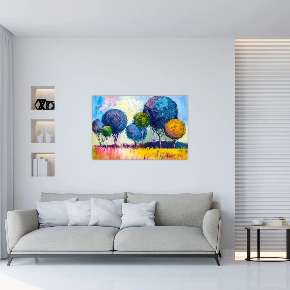 Tablou - Copaci, pictură în ulei (90x60 cm)