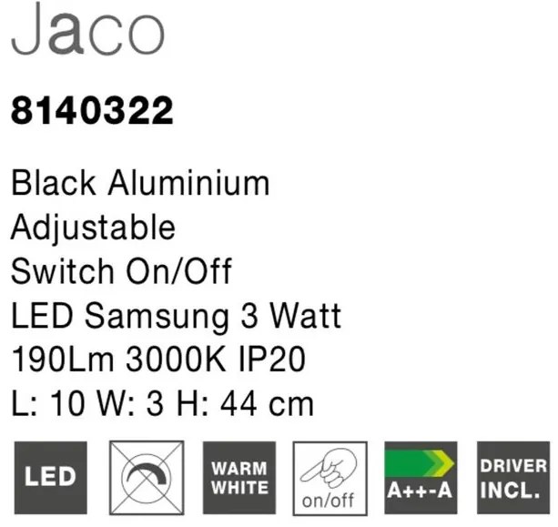 Aplica LED cu spot directionabil design minimalist Jaco neagra NVL-8140322