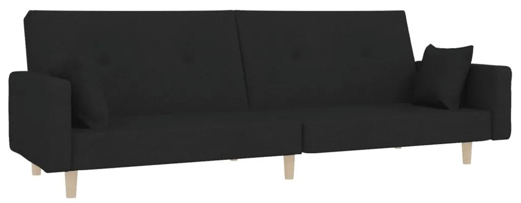 375743 vidaXL Canapea extensibilă cu 2 locuri, 2 perne, negru, textil