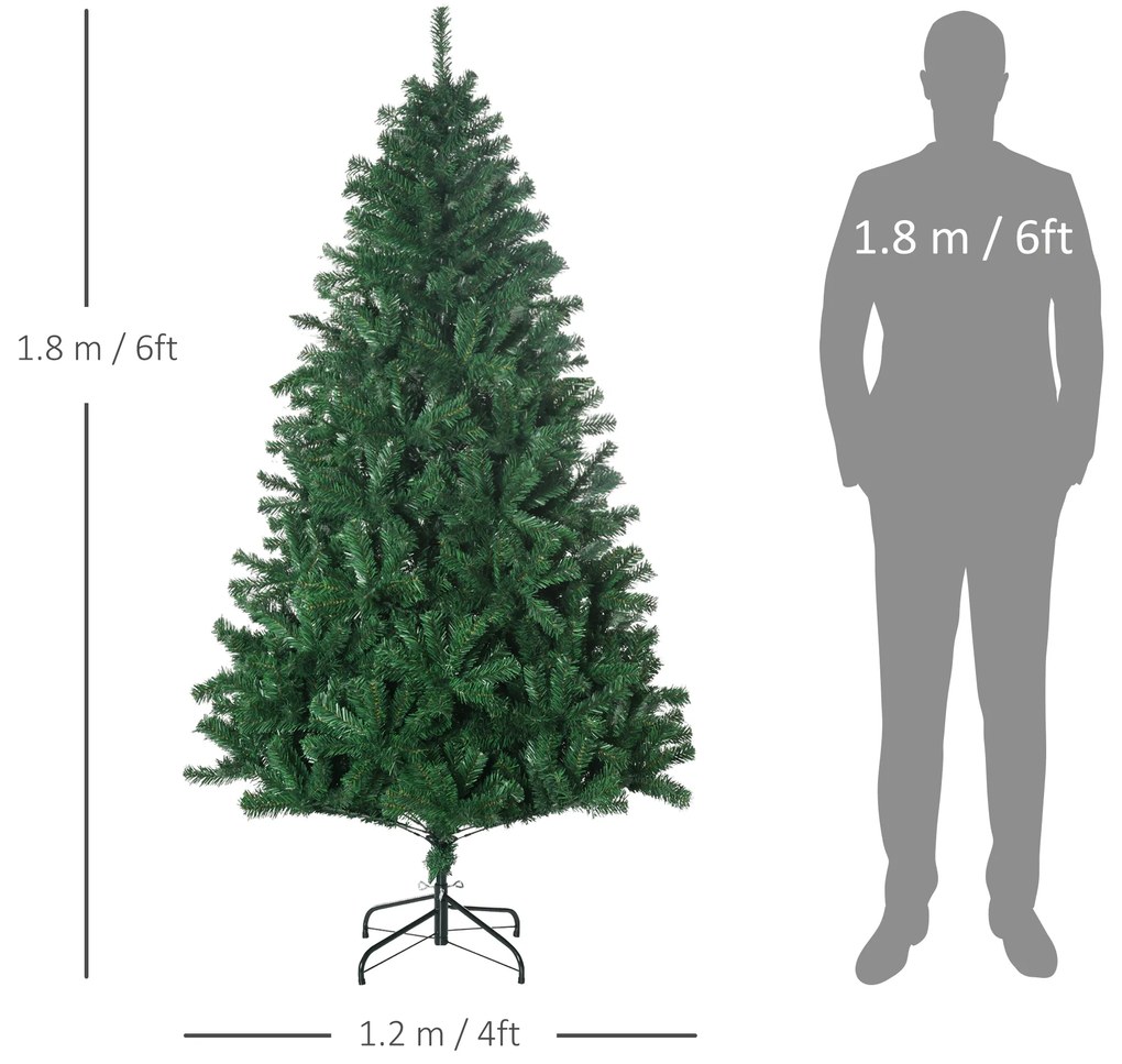 Homcom Albero di Natale Sintetico Folto e Realistico 180 cm Verde Φ115cm