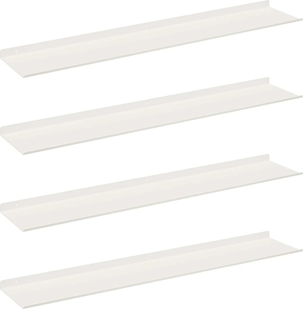 vidaXL Raft suspendat Pe perete 4 pcs Alb 100 x 18 x 2,5 cm Oțel