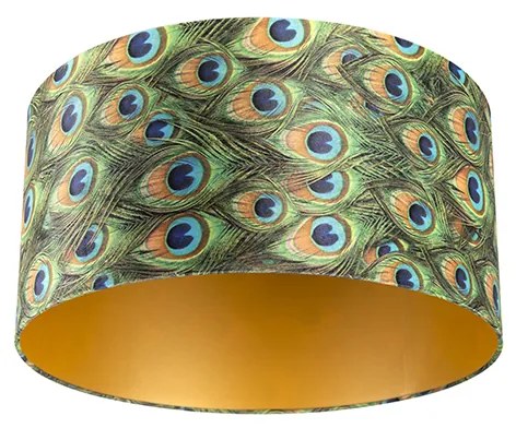 Abajur din catifea cu design de păun 50/50/25 cu interior auriu