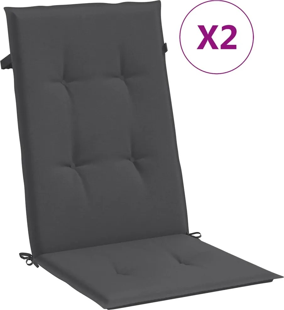 vidaXL Perne scaun cu spătar înalt, 2 buc. antracit 120x50x4 cm textil