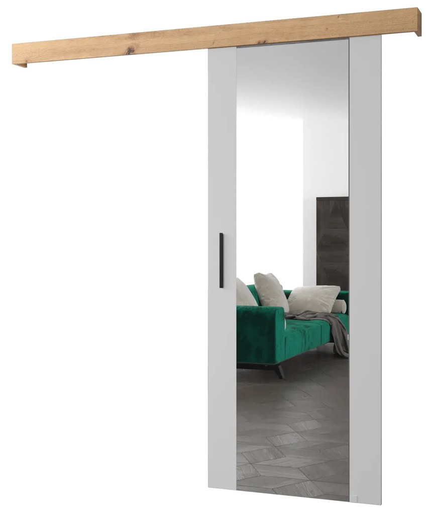 Zondo Uși culisante Sharlene II (alb mat + stejar artisan + negru) (cu oglindă). 1043639