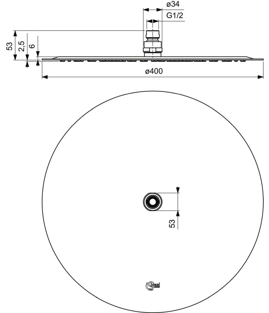 Palarie dus rotunda Ideal Standard Idealrain Luxe crom lucios 400 mm 400 mm