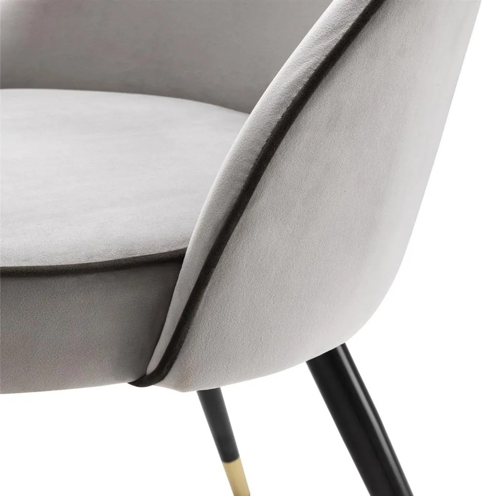 Set de 2 scaune elegante design LUX Cooper, catifea gri deschis 113124 HZ