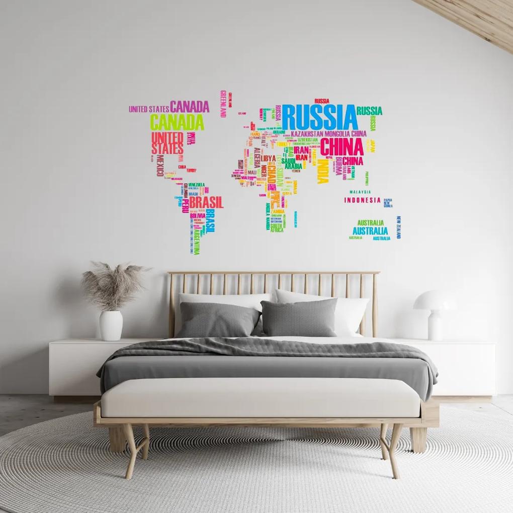 Autocolant de perete "Harta lumii 2 - colorată" 74x122cm