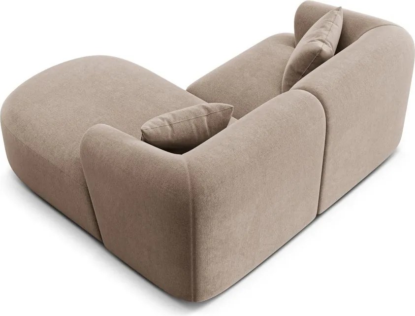 Colțar maro deschis cu tapițerie din catifea (cu colț pe partea dreaptă/cu șezlong) Campi – Cosmopolitan Design