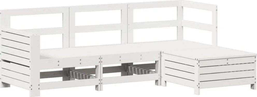 vidaXL Set canapea de grădină, 4 piese, alb, lemn masiv de pin