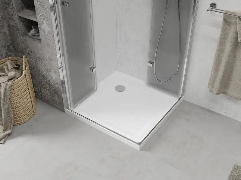 Mexen Lima Duo cabină de duș pliabilă 90 x 90 cm, transparentă, crom + cadă Flat - 856-090-090-01-02-4010