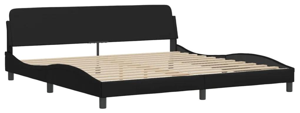 373258 vidaXL Cadru de pat cu tăblie, negru, 200x200 cm, piele ecologică