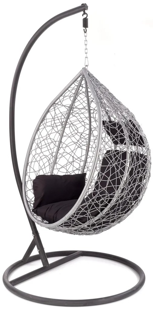 Fotoliu suspendat Eggy ratan gri/negru - H195 cm