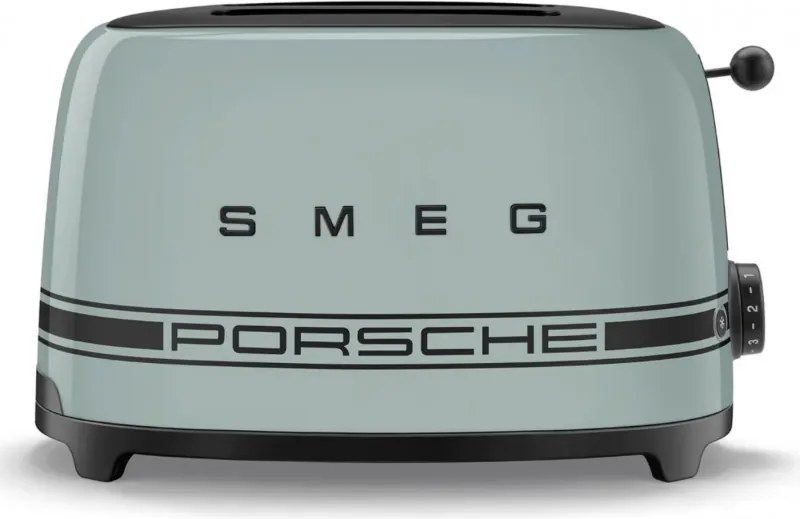 Prajitor de paine SMEG 50's Style Porsche TSF01PSGEU, 950 W, 2 felii, 6 trepte, Tava pentru firimituri, Cablu integrat, Otel inoxidabil, Verde