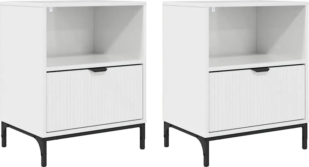vidaXL Dulap de noapte 2 pcs Alb foarte lucios 49 x 36 x 61 cm