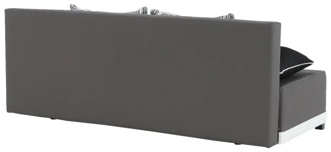 Canapea extensibilă, material textil negru/gri/perne gri cu model, ROKAR