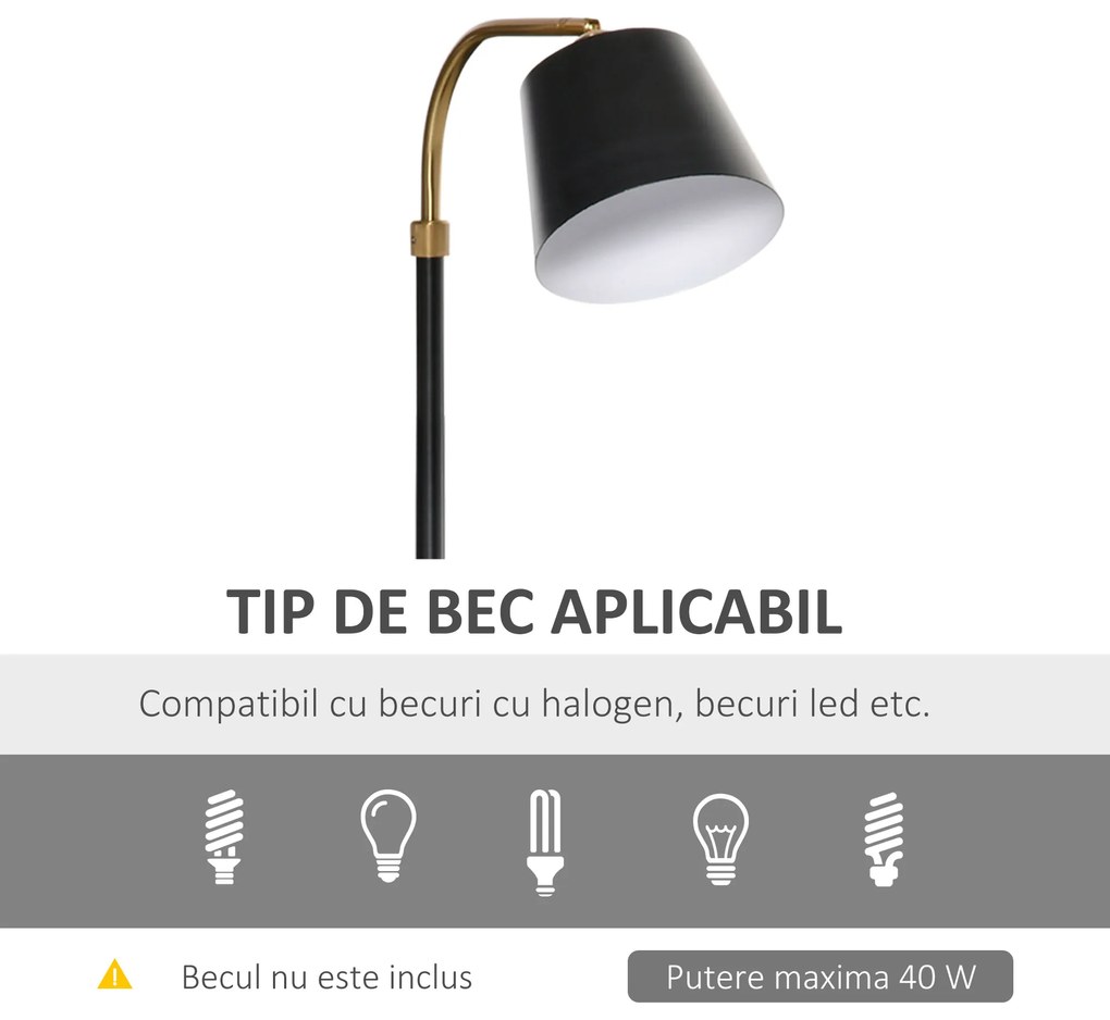 HOMCOM lampa de podea cu etajera, 43x29x160 cm, negru | AOSOM RO