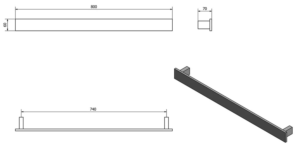 SAPHO PX036 Suport pentru prosoape, 80 x 6 cm, alb