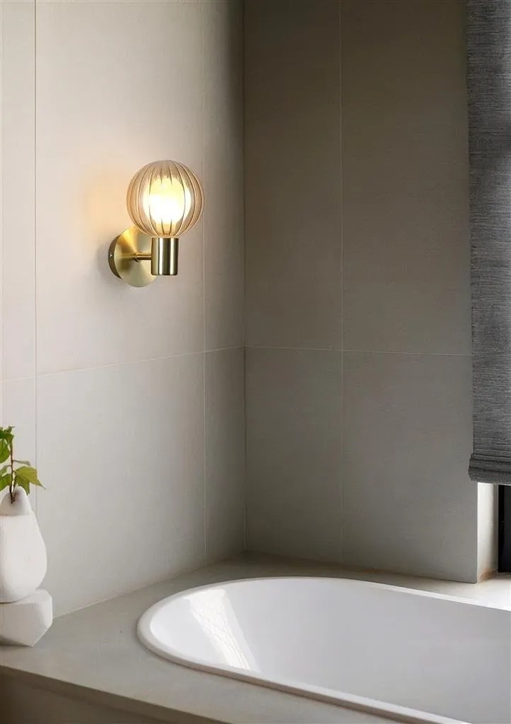 Aplica baie Protectie IP44 metal alama, sticla champagne Luminsphere