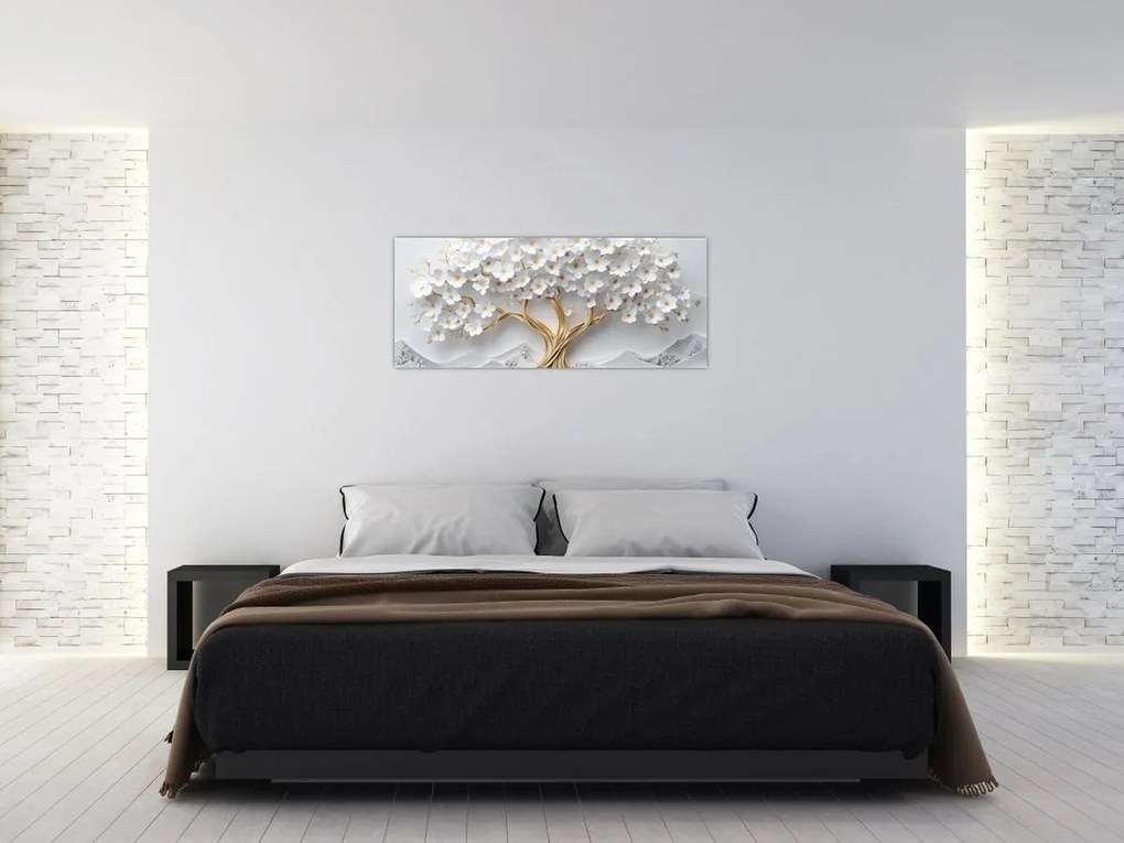Tablou – Arborele vieții 3D plin de flori (120x50 cm)