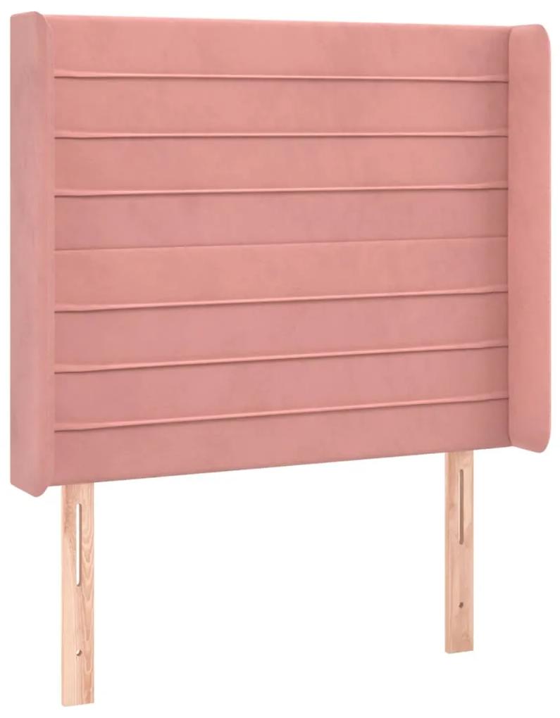 3119761 vidaXL Tăblie de pat cu aripioare, roz, 93x16x118/128 cm, catifea