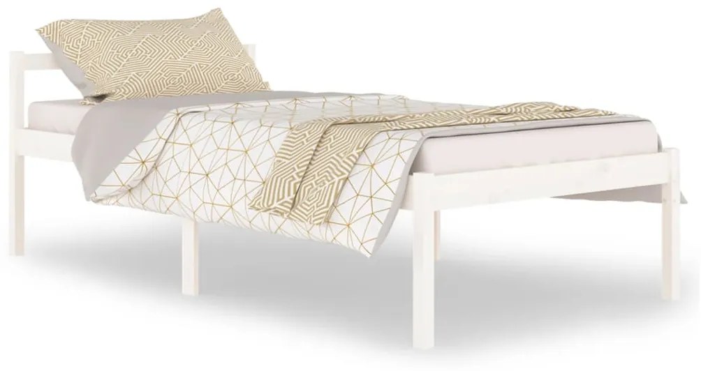 810605 vidaXL Cadru de pat, alb, 100x200 cm, lemn masiv de pin