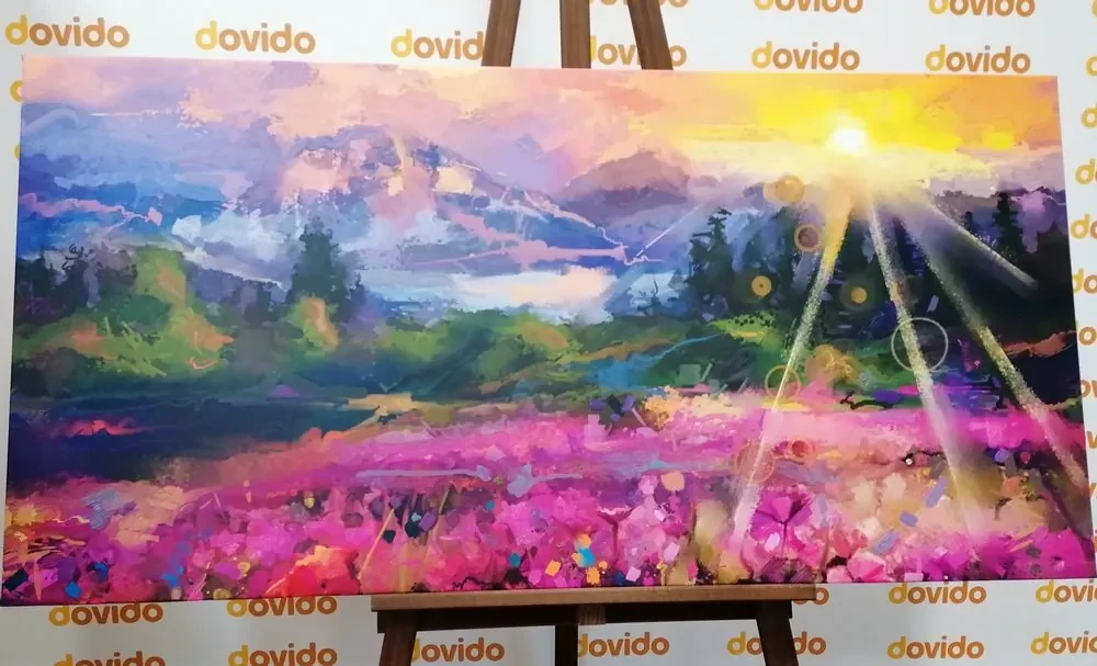Tablou pictură în ulei peisajul multicolor