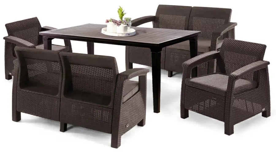 Set de mobilier de grădină Corfu Fiesta III cu masă Futura maro