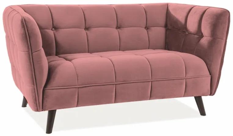 Canapea din catifea Castello roz, 2 locuri