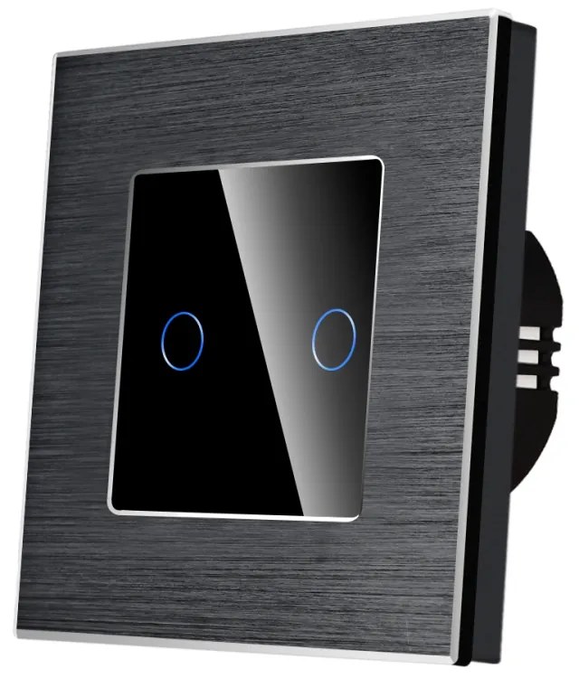 Intrerupator Dublu cu Touch din Sticla si Rama de Aluminiu LUXION, protocol ZigBee