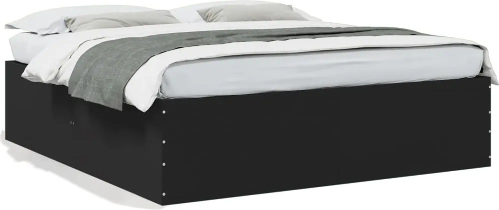vidaXL Cadru de pat, negru, 200x200 cm, lemn prelucrat