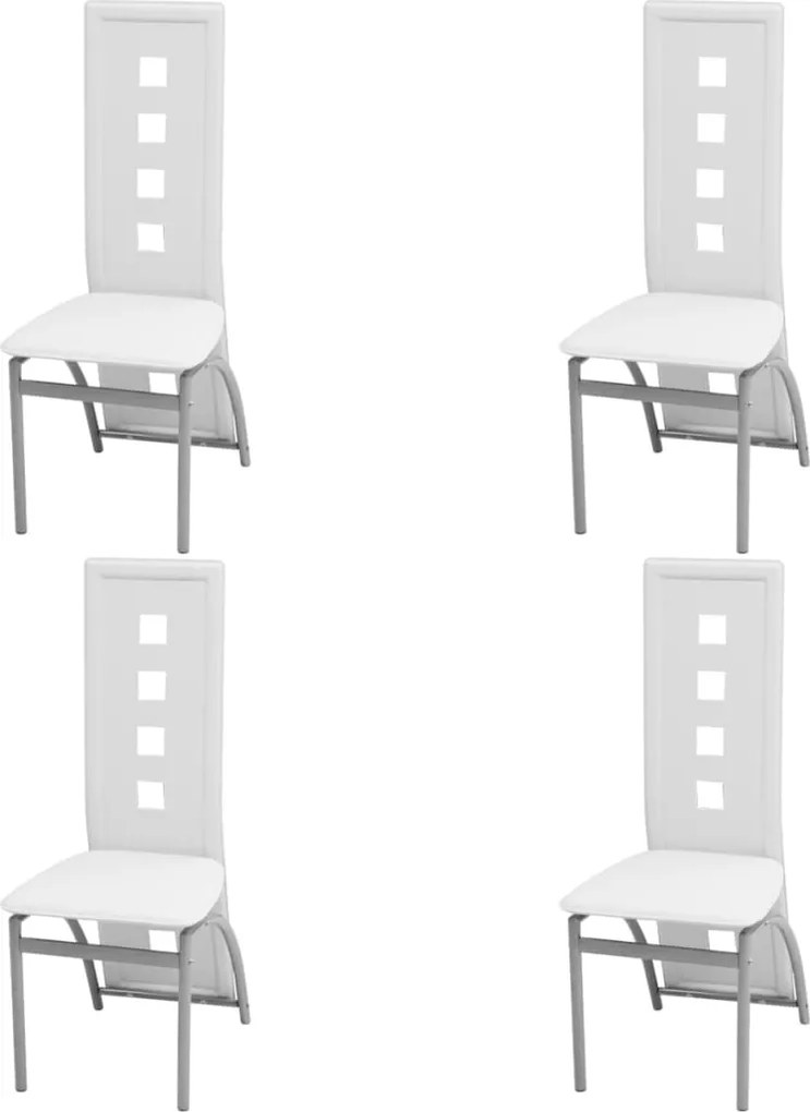 vidaXL Scaune de bucătărie, 4 buc., alb, piele ecologică