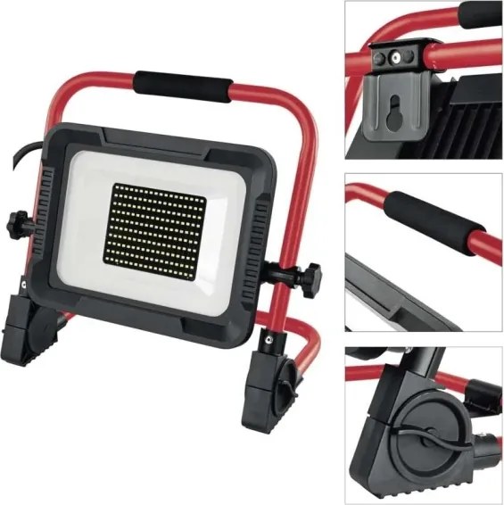 Proiector LED cu stativ ELION LED/100W/230V 4000K IP65 roșu/negru