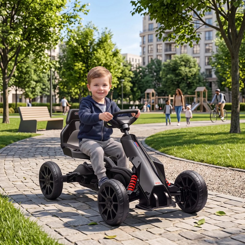 HOMCOM Kart cu Pedale pentru Copii 3-8 Ani, cu Scaun Reglabil | Aosom Romania