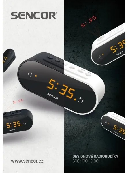Ceas deșteptător radio cu afișaj LED și proiector 5W/230V alb Sencor