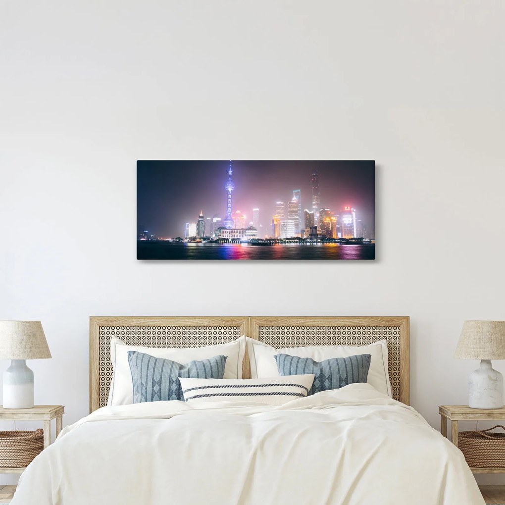 Tabloul Shangai nocturn (120x50 cm)