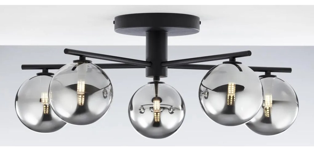 Jupiter 2048 - Plafonieră aplicată PRATO, 5xG9/14W/230V, negru/gri fumuriu
