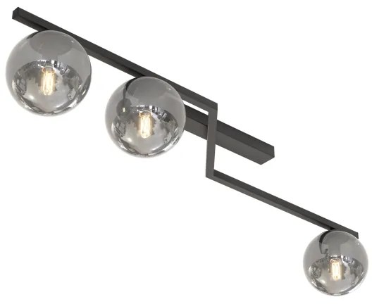 Plafonieră NATON, 3x E14, 10W, 230V, negru/fumuriu