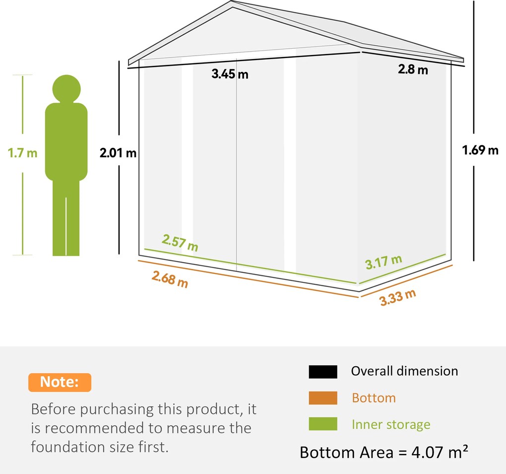 Outsunny Magazie de Gradina, Suport pentru Unelte din Otel cu Usi Glisante si Orificii de Aerisire, 196x236x208 cm, Maro | Aosom Romania