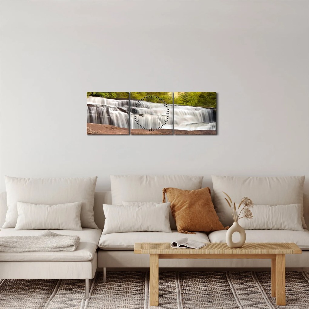 Tablou - Cascadă (cu ceas) (90x30 cm)
