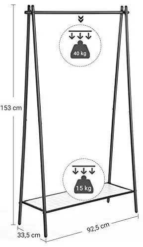 Suport pentru umerase, Songmics, Negru, HSR23BK, 92 x 33 x 153 cm