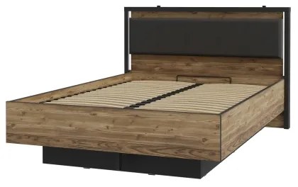 Pat dublu cu spațiu de depozitare OREN 140x200 cm, maro/negru