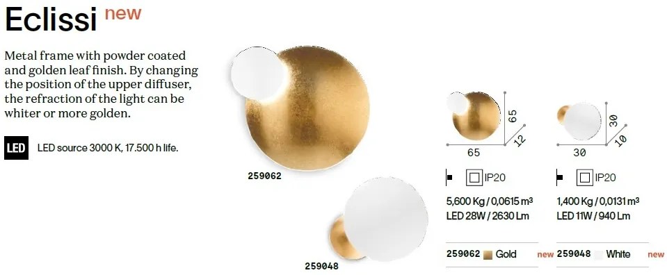 Aplica de perete LED design modern ECLISSI SMALL
