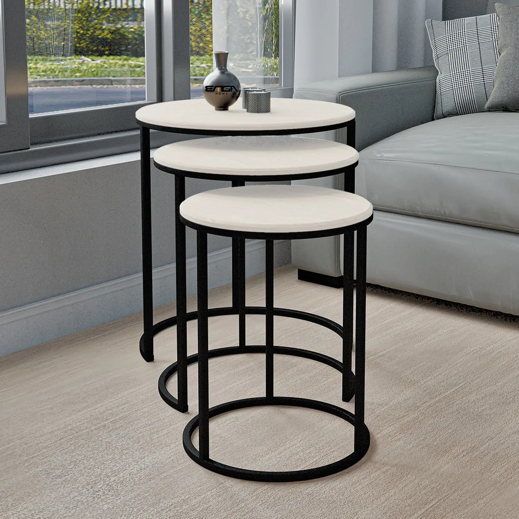Masă de cafea Lisa White, 3 buc