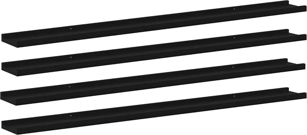 vidaXL Rafturi de perete, 4 buc., negru, 115x9x3 cm