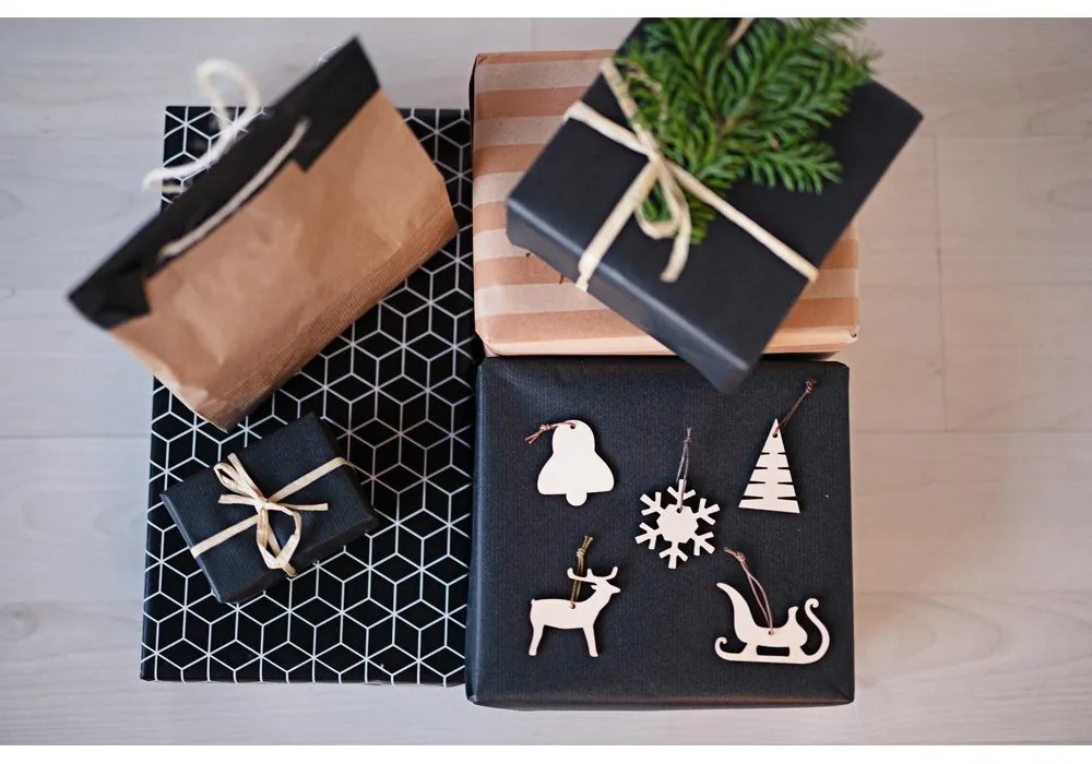 Set 10 decorațiuni de Crăciun din lemn Spira Medium