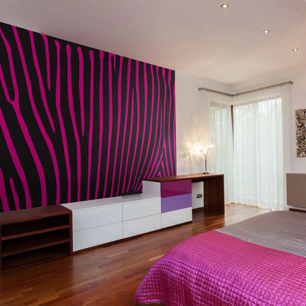 Fototapet Bimago - Zebra Pattern (Violet) + Adeziv gratuit 200x154 cm