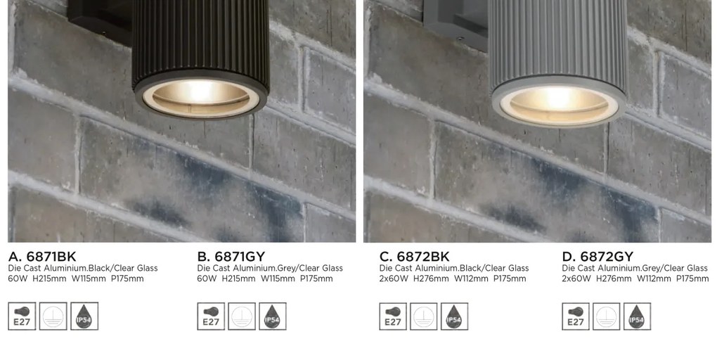 Aplica perete pentru exterior iluminat down Outdoor neagra 6871BK SRT