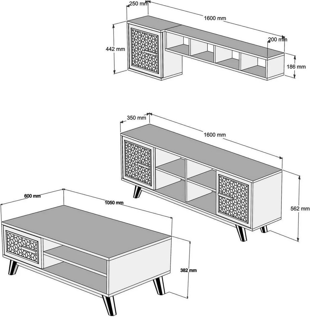 Set mobilier living, Hanah Home, Ayla, Nuc / Albastru