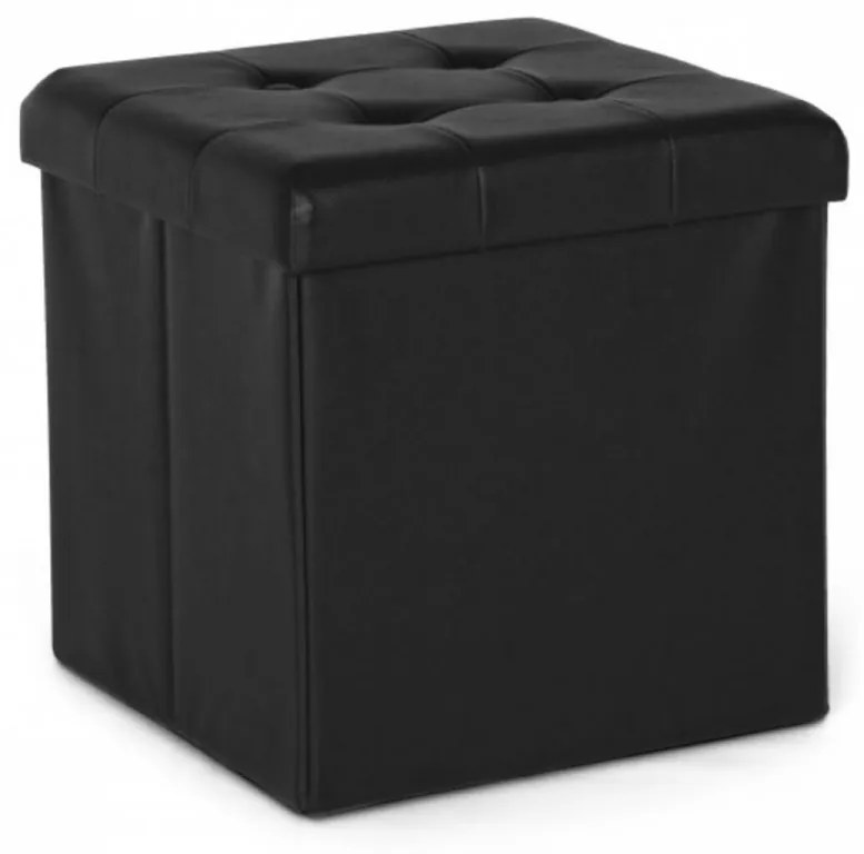 Taburet cu spatiu pentru depozitare, Magda, Bizzotto, 38x38x38 cm, MDF/PVC, negru